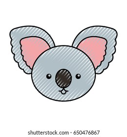 cute scribble koala face cartoon
