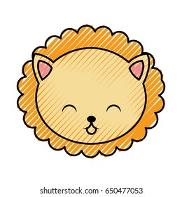 cute scribble lion face cartoon