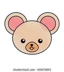 cute scribble mouse face cartoon