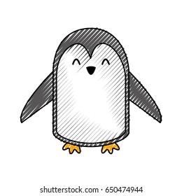 cute scribble penguin cartoon