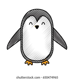 cute scribble penguin cartoon