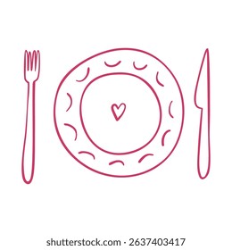 Cute Scribble Tableware with ornament. Perfect for wedding party invitation, posters, logo of event organizer