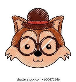 cute scribble vintage fox face