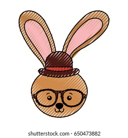 cute scribble vintage rabbit