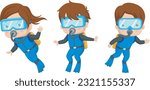 Cute scuba diver girl and boy