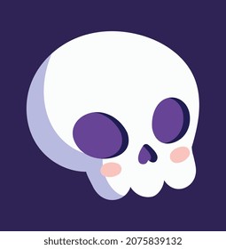 Cute scull sticker. Icons for social networks, communication on Internet. Bones, horror, panic, fear, skeleton, head. Halloween holiday, badges for chilrens. Cartoon flat vector illustration