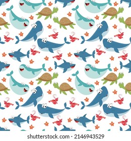 cute sea animal cartoon pattern