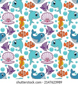 cute sea animal cartoon pattern