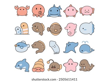 Cute Sea Animal Element Set