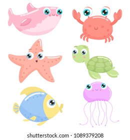 Cute sea animal. Flat design.