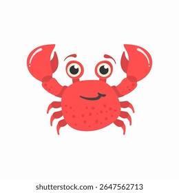 Cute sea animal illustration. Cartoon octopus, crab, and fish in colorful underwater scene. Vector marine life with coral, seaweed, starfish, and seashell for children’s happy aquatic collection.

