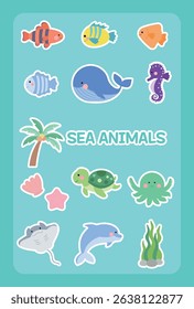 Cute Sea Animal Stickers Collection