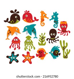 Cute sea animals. 