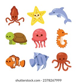 
Cute Sea Animals Collections Set