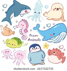 Cute Sea Animals stickers pack 