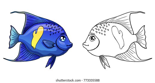 Fishes Coloring Stok Illustrasyonlar Gorseller Ve Vektorler