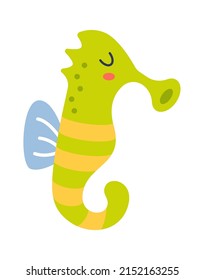 Cute sea ​​Horse Childish Design. Vector illustration