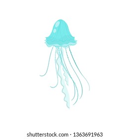 Cute sea colorful jellyfish swim in cold water