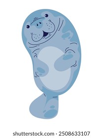 cute sea cow animal isolated