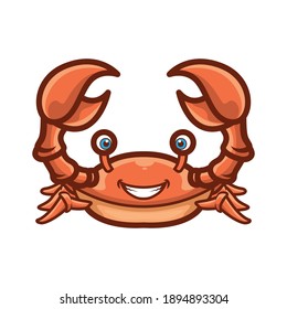 Cute sea crab mascot illustration