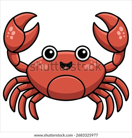 Cute sea crab playful vector graphic white