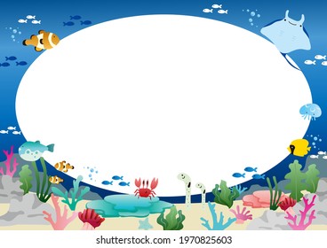 Cute sea creature background frame
