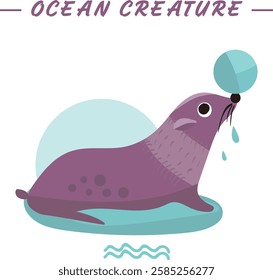 Cute Sea Creature Fish Illustration Vector Colorful Art Adorable Blue Ocean Animal Icon Symbol