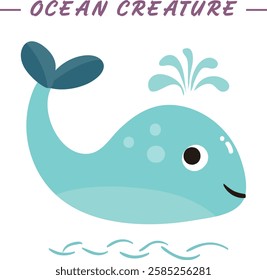 Cute Sea Creature Fish Illustration Vector Colorful Art Adorable Blue Ocean Animal Icon Symbol