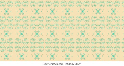 Cute Sea Creatures Seamless Pattern on Cream Background
