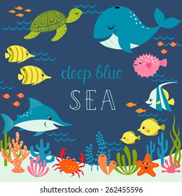 Cute sea design with place for your text.