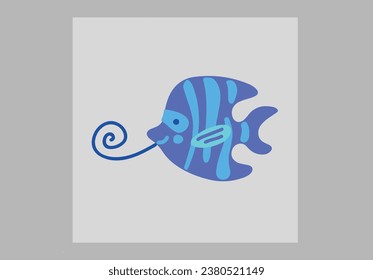 cute sea fish and sea animal vector