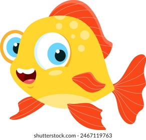 Personaje de dibujos animados de peces marinos lindos. Diseño Plano De Ilustración vectorial Aislado Sobre Fondo Transparente