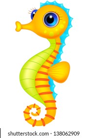 Cute sea horse cartoon