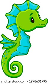 Cute Sea Horse cartoon. Seahorse clipart vector illustration