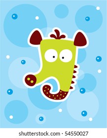 cute sea horse doodle greeting card