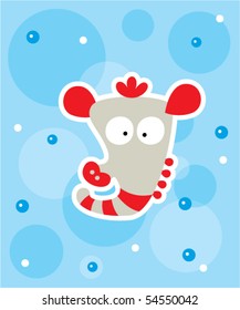 cute sea horse doodle greeting card
