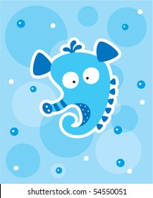 cute sea horse doodle greeting card