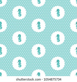 Cute sea horse. Pattern. Seamless vector illustration. Flat.
