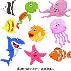 Cute sea life cartoon collection