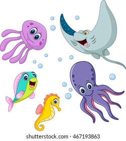 Cute sea life cartoon collection