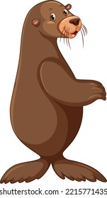 Cute sea lion cartoon character illustration