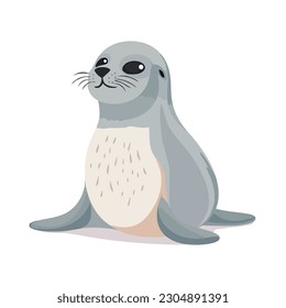 Cute sea lion flat vector isolated on white background. pinniped marine mammal symbol