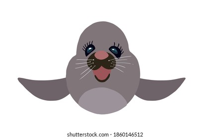 lindo león marino feliz y sonriente, ilustración vectorial