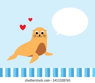 cute sea lion seal valentine greeting card