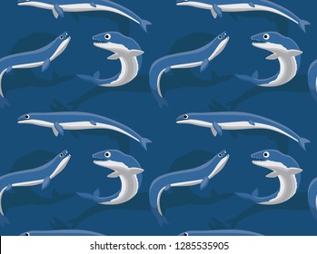 Cute Sea Monster Basilosaurus Cartoon Background Seamless Wallpaper