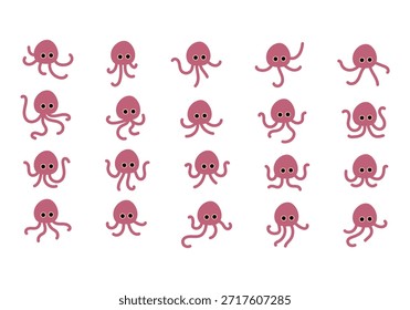 Cute Sea Octopus Element Icon