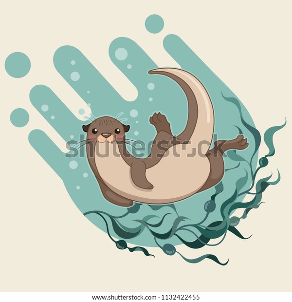 cute sea
otter cartoon character vector
illustration