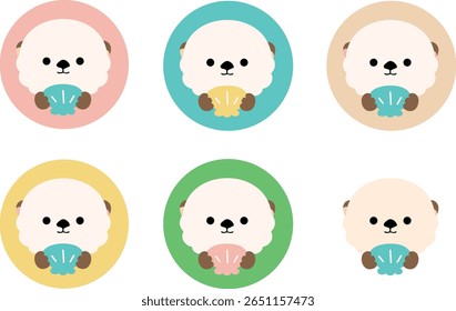 Conjunto de ícones bonito da lontra do mar - Ilustração de animal redondo