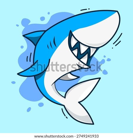 Cute sea shark faceless character illustration for kids with marine theme.