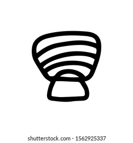 Cute sea shell in doodle style isolated on white background. Hand drawn illustration vector. Design kids coloring book, print, logo, icon, logo, web, tattoo.